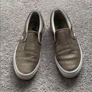 Bronze metallic slip on vans